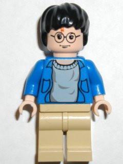 LEGO Minifigure-Harry Potter, Blue Open Shirt Torso, Tan Legs, Light Flesh Hands & Head (set 4755)-Harry Potter / Prisoner of Azkaban-HP059-Creative Brick Builders